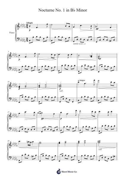 Nocturne No. 1 in B-flat Minor Sheet Music by Bosfinn-Arr.Padmos Gibleign
