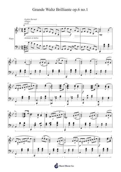 Grande Valse Brillante in E-flat Major, Op. 18, No. 1 Sheet Music by jtbarn031-Arr.Ogreen Belker