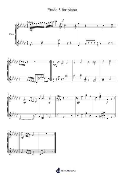 Etude 5 for piano Sheet Music by Krzysztof Cichosz-Arr.Boralph Giltin