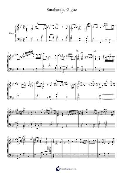 Suite No. 10 in B Flat Major, HWV 439: III. Sarabande - IV. Gigue Sheet Music by Georg Friedrich Händel-Arr.Hugsay