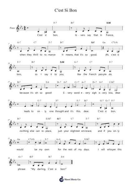 C'est Si Bon Sheet Music by Henri Betti-Arr.Fowcoln