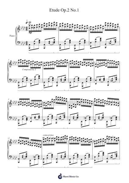Etude Op.2 No.1 Sheet Music by cydtrimusic-Arr.Junegia Wato