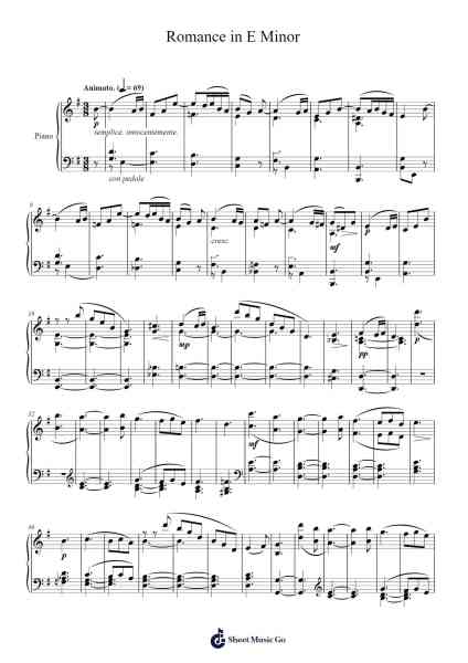 Romance in E Minor Sheet Music by Sunwoo Lim-Arr.Mollwalsh Dinions