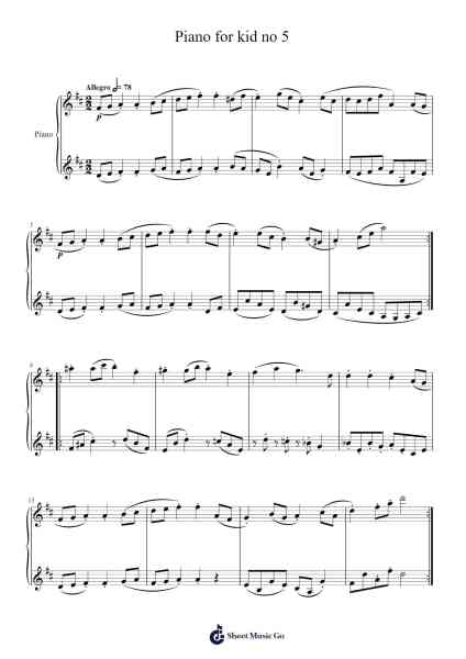 Piano for Kid No. 5 Sheet Music by Mattnat Bingtine-Arr.Brucefe Payjim