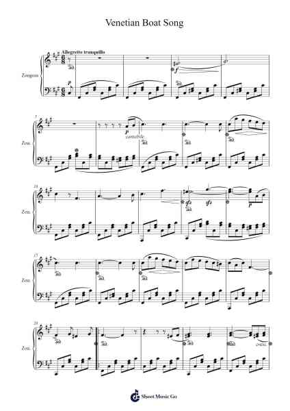 Song Without Words, Op. 30, No. 6 "Venetian Boat Song" Sheet Music by Felix Mendelssohn-Arr.Holmesney Cliffcol