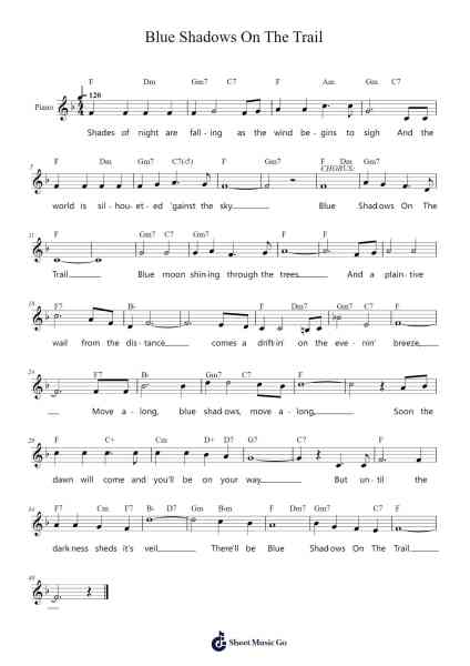 Blue Shadows On The Trail Sheet Music by Eliot Daniel-Arr.Theopys