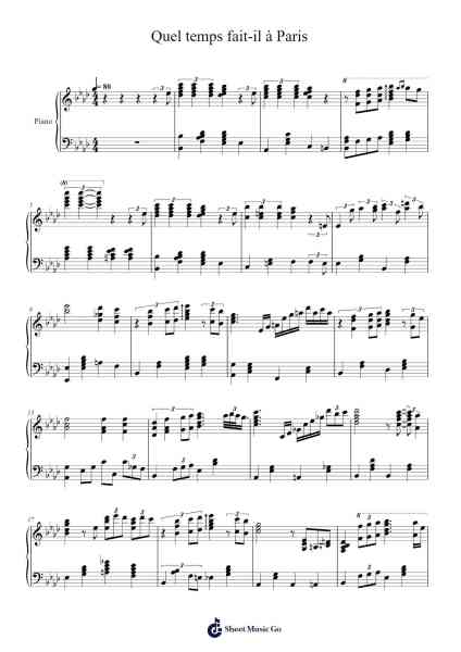 Quel temps fait-il à Paris Sheet Music by Alain Romans-Arr.Hilye