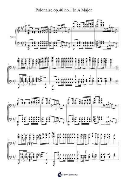 Polonaise in A Major, Op. 40, No. 1 Sheet Music by Frédéric Chopin-Arr.Zimwis