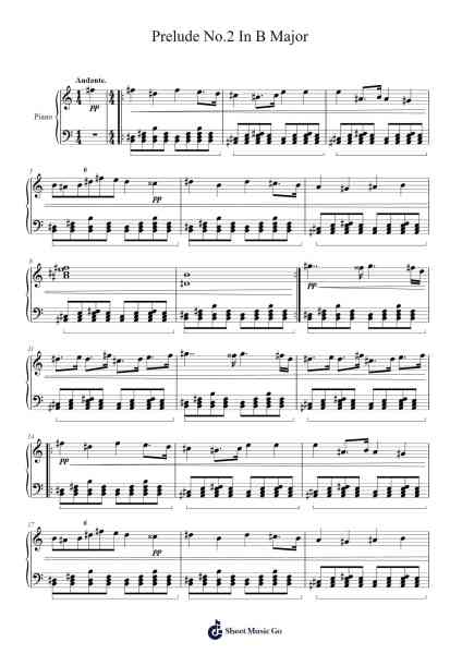 Prelude No.2 In B Major Sheet Music by m-11166492-Arr.Mickmin