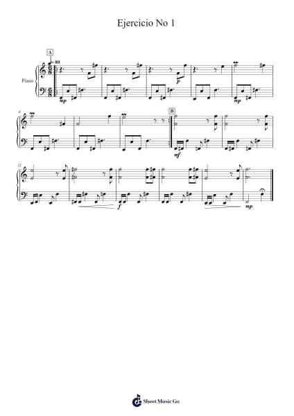 Ejercicio No 1 Sheet Music by María José González Bartolo-Arr.Kylecroft Galeck