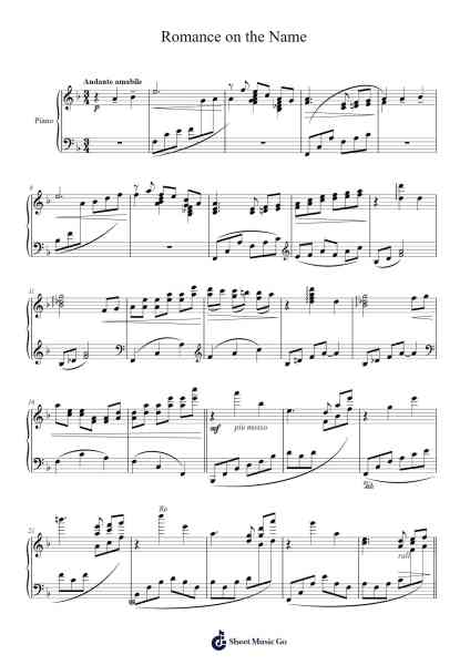 2 Romances, No.1 "Romance on the Name" Sheet Music by Takashi Yoshimatsu-Arr.Buckchad