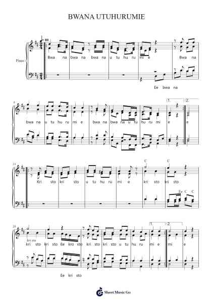 BWANA UTUHURUMIE Sheet Music by F.R.Kengwa S.Matata-Arr.Mattvey Chilrick