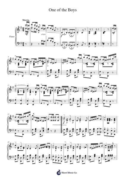 One of the Boys Sheet Music by Evelyn Bloom-Arr.Brookecher Nicksie