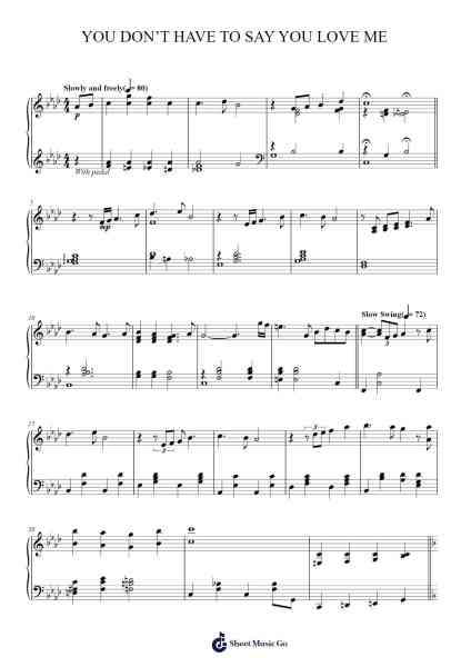 You Don't Have To Say You Love Me Sheet Music by Elvis Presley-Arr.Babberg Neriam