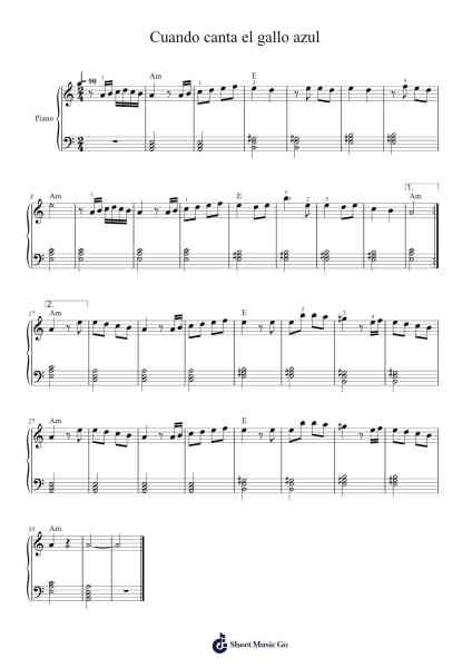 Cuando canta el gallo azul Sheet Music by -Arr.Serles