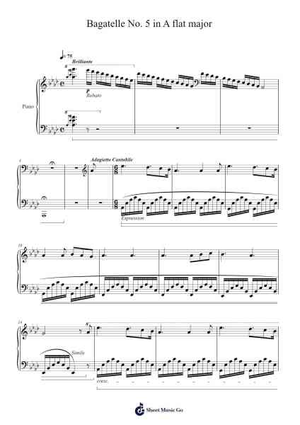 Bagatelle No. 5 in A Flat Major "Lovers Fantasy" Sheet Music by J. Javier-Arr.Jillmo Grantbott
