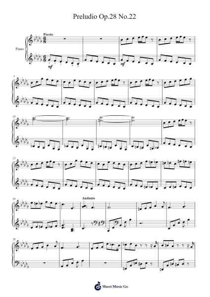 Preludio Op.28 No.22 Sheet Music by Vogtphens Tursmith-Arr.Otnold