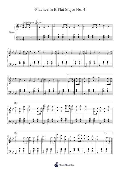 Practice In B Flat Major No. 4 Sheet Music by FG Gle Jirayu-Arr.Sawoolf Phylhale