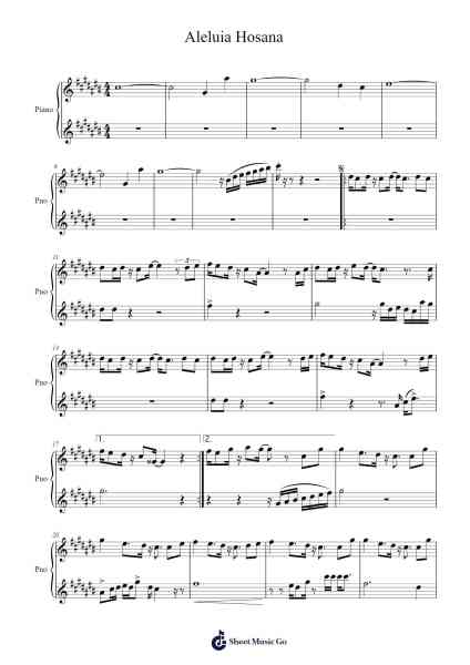 Aleluia Hosana Sheet Music by Davi Sacer-Arr.Gilphia