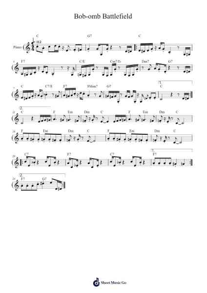 Bob-omb Battlefield Sheet Music by Koji Kondo-Arr.Dwightloc Larjob