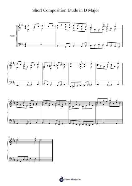 Short Composition Etude in D Major Sheet Music by theboomboy-Arr.Crotiane Shawshop