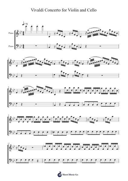 Concerto for Violin and Cello in B-flat Major, RV 547 Sheet Music by Antonio Vivaldi-Arr.Yetleif Clecott