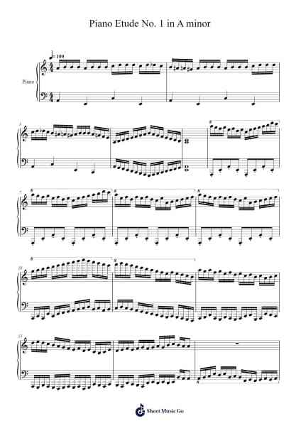 Piano Etude No. 1 in A minor Sheet Music by Skylar Burkland-Arr.Rusget Garckle