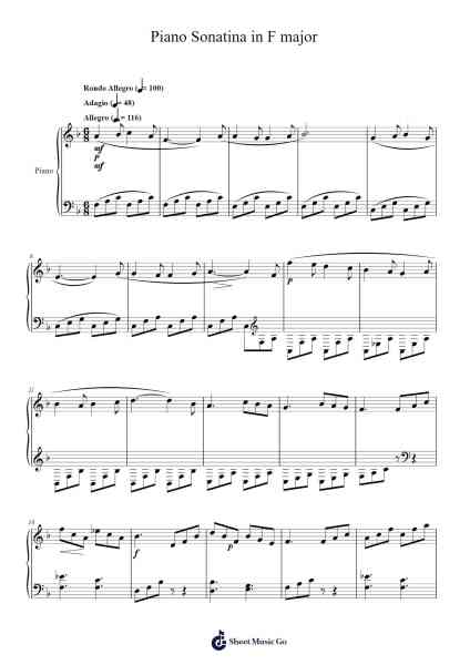 Piano Sonatina in F Major Sheet Music by Mateo Hoare-Arr.Chloekeats