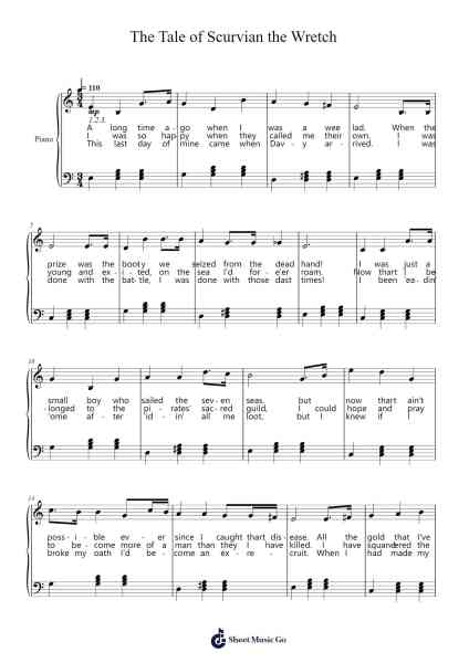 The Tale of Scurvian the Wretch Sheet Music by garfunkalsirf-Arr.Nodric