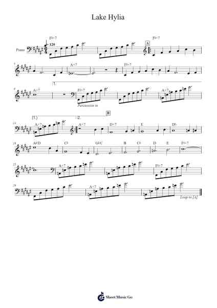 Lake Hylia Sheet Music by Toru Minegishi-Arr.Stoweberg