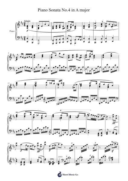 Piano Sonata No.4 in A major Sheet Music by -Arr.Moulboyce