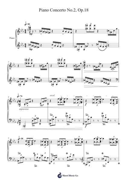 Piano Concerto No. 2 in C Minor, Op. 18 Sheet Music by Sergei Rachmaninoff-Arr.Hazbrowne