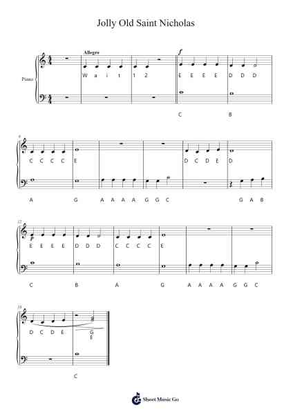 Jolly Old Saint Nicholas 乐谱由 Willard A. Palmer - 编曲 Sinrin Sibylnice