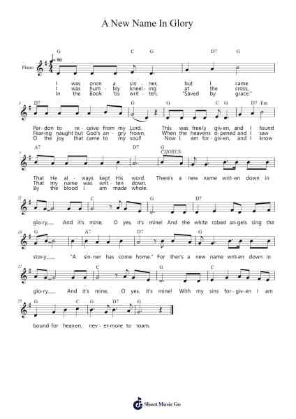 A New Name In Glory Sheet Music by C. Austin Miles-Arr.Websjean Hodgdre