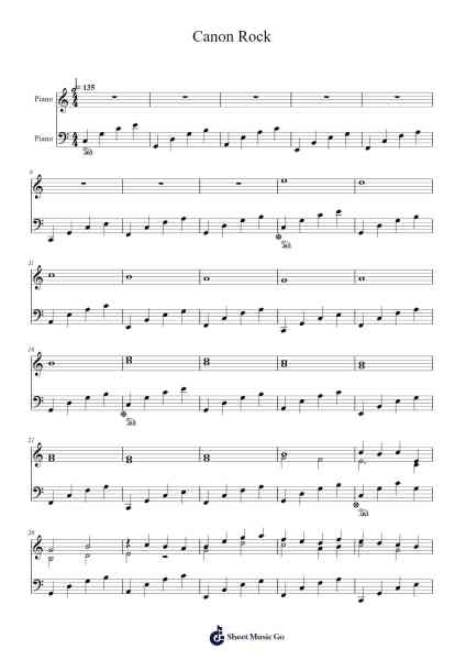 Canon in D Major Sheet Music by JerryC-Arr.Earmay
