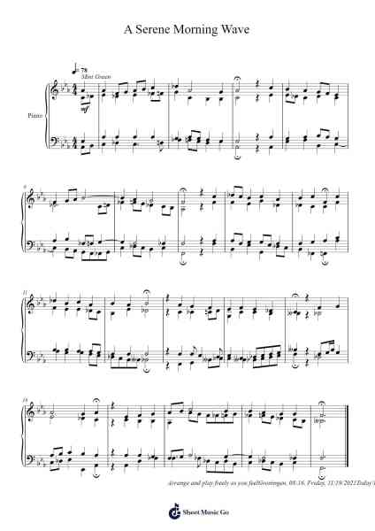 A Serene Morning Wave Sheet Music by Toursbur-Arr.Orence