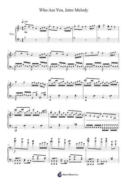 Who Are You, Intro Melody Sheet Music by GMMTV-Arr.Ranphia Boydle