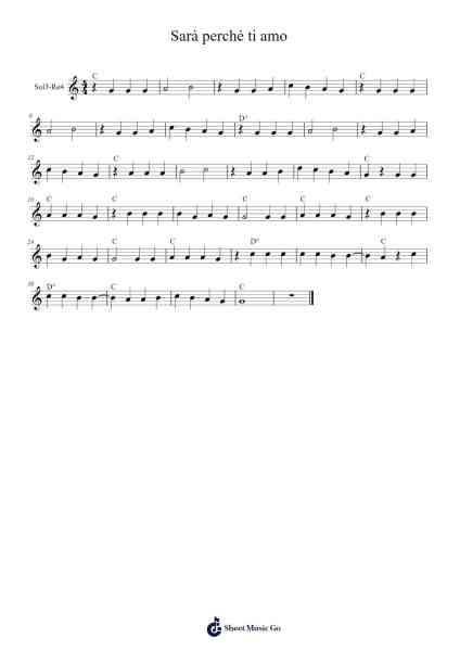 Sarà perché ti amo Sheet Music by Unknown author-Arr.Hobjeames