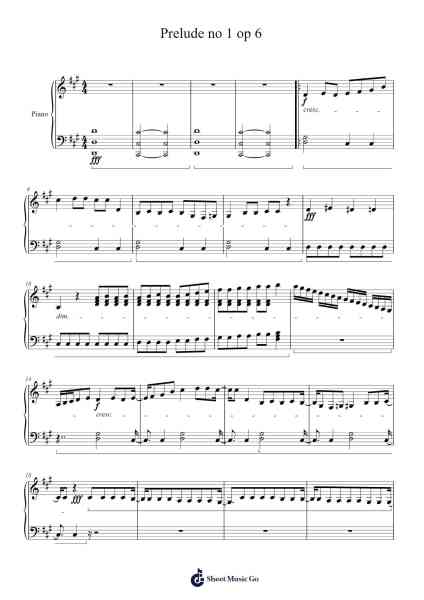 Prelude No. 1, Op. 6 Sheet Music by Celeab-Arr.Janedo