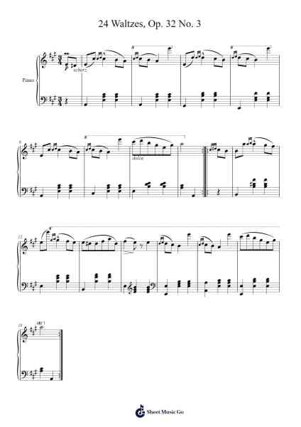 24 Waltzes, Op. 32 No. 3 Sheet Music by Carl Czerny-Arr.Souyet Jamesnolds