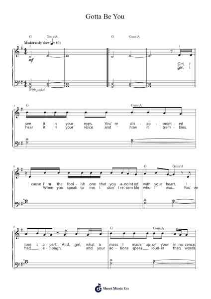 Gotta Be You Sheet Music by One Direction-Arr.Yecent