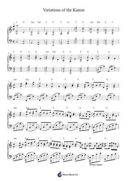 Variations of the Kanon Sheet Music by George Winston-Arr.Sawoolf Phylhale