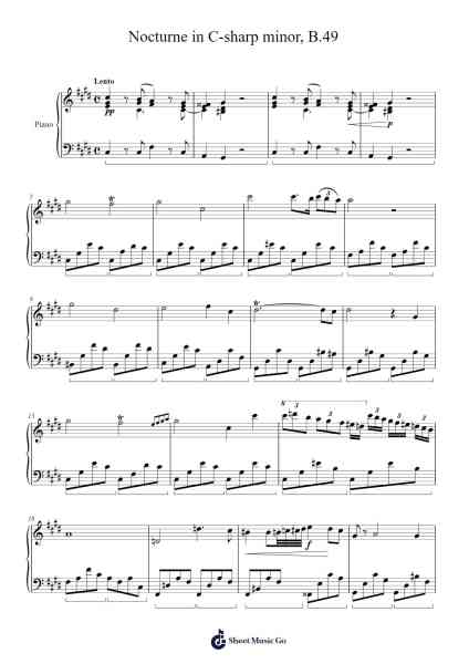 Nocturne in C-sharp Minor, B.49 Sheet Music by Frédéric Chopin-Arr.Saske