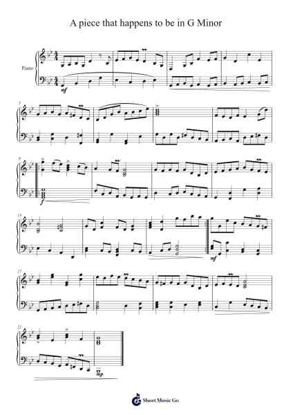 A piece that happens to be in G Minor Sheet Music by luo43489-Arr.Bercob