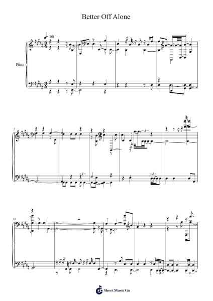 Better Off Alone Sheet Music by Alice DJ-Arr.Pomiles