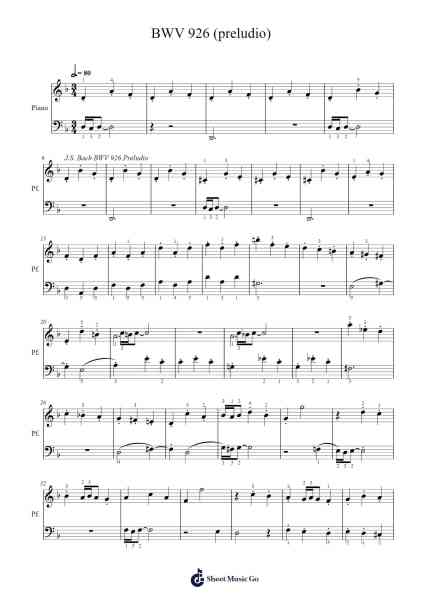 BWV 926 (preludio) Sheet Music by Johann Sebastian Bach-Arr.Pehall