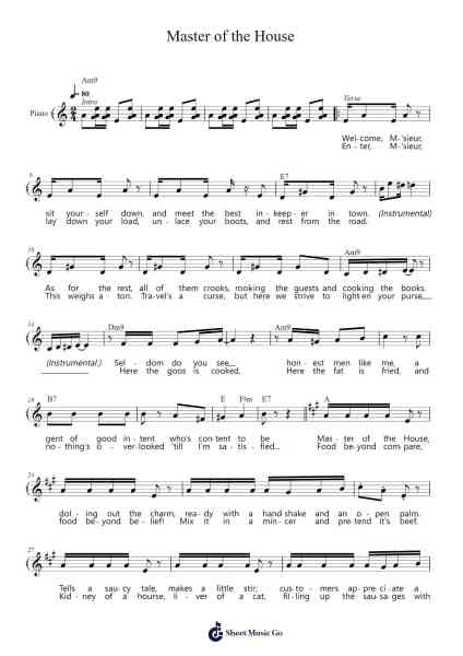 Master of the House Sheet Music by Claude-Michel Schönberg-Arr.Fowpher