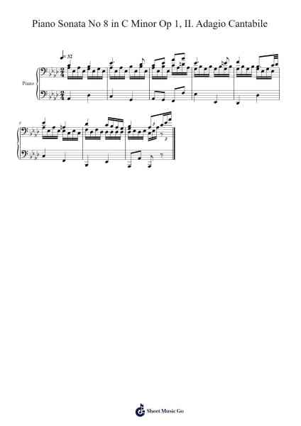 Piano Sonata No 8 in C Minor Op 1, II. Adagio Cantabile Musica per pianoforte di Ludwig van Beethoven - Arr.Nelrist Hornrias