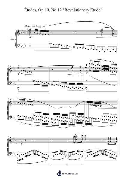 Études Op. 10, No. 12 in C Minor "Revolutionary Etude" Sheet Music by Frédéric Chopin-Arr.Thomgreg Woolfgou