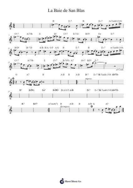La Baie de San Blas Sheet Music by -Arr.Greenlew